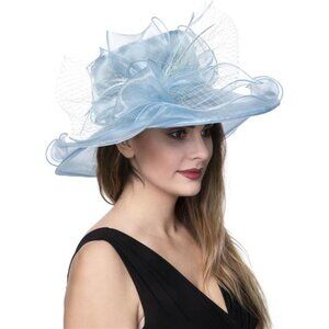 Women's Organza British Fascinator Hat Baby Blue